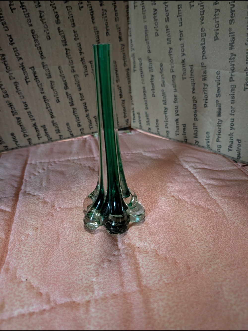 Tall Twisted Green Glass Bud Vase - Home Accents